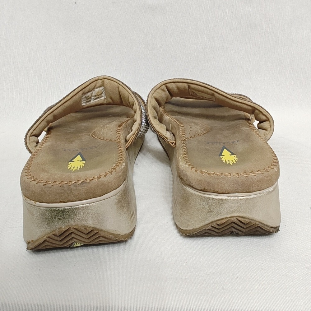Volatile Sandals Tan Rhinestone Double Strap Platform Wedge Size‎ 7 - Picture 5 of 10